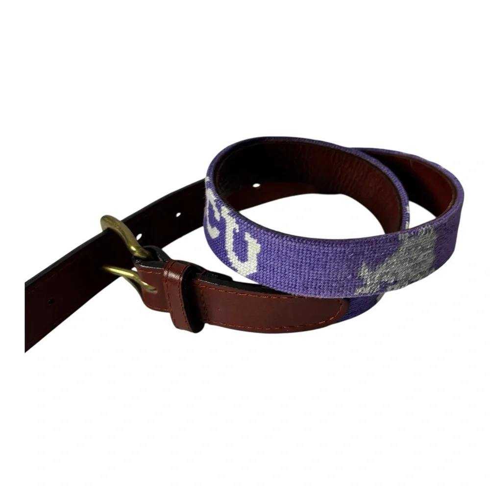 SMATHERS & BRANSON TCU Texas Christian University Needlepoint Belt kids Size M